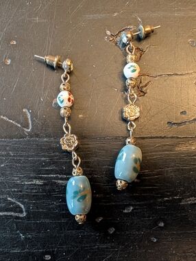 Artisan Bohemian Bead Dangle Earrings Whimsical Free-Spirit Highway Hippie 2.25"